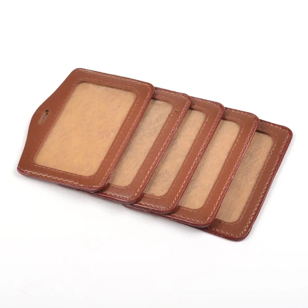 5 шт. Коричневый Горизонтальный держатель для карт из искусственной кожи|card badge