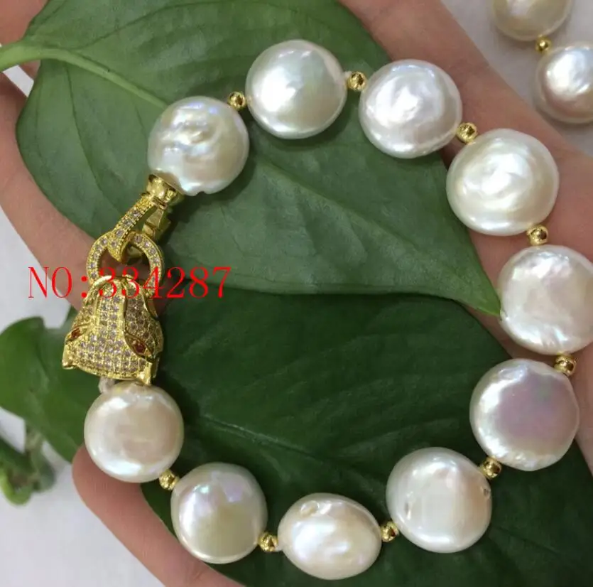 Новинка 12-13 мм Nueva natural de agua dulce perla pulsera giro hebilla botones perlas en forma leopardo | Украшения и