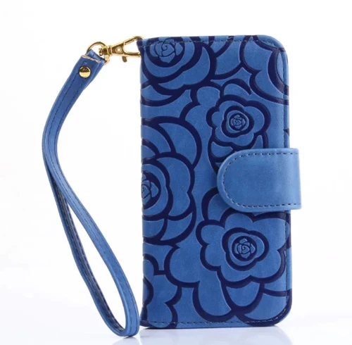 Blue Модные 3D цветком камелии из искусственной кожи чехол для iPhone X 7 8 plus, 6 S, 6 Plus, для samsung S8 S9 плюс S7 край Note9 чехлы для телефонов - Цвет: Blue