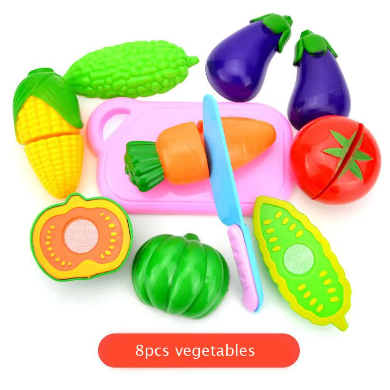 8PCS Play house toy 8-24 шт. DIY ролевые игры игрушки для детей фрукты овощи резка моделирования посуда пластиковая игра для ребенка лучшие подарки GG006 - Цвет: 8PCS Play house toy