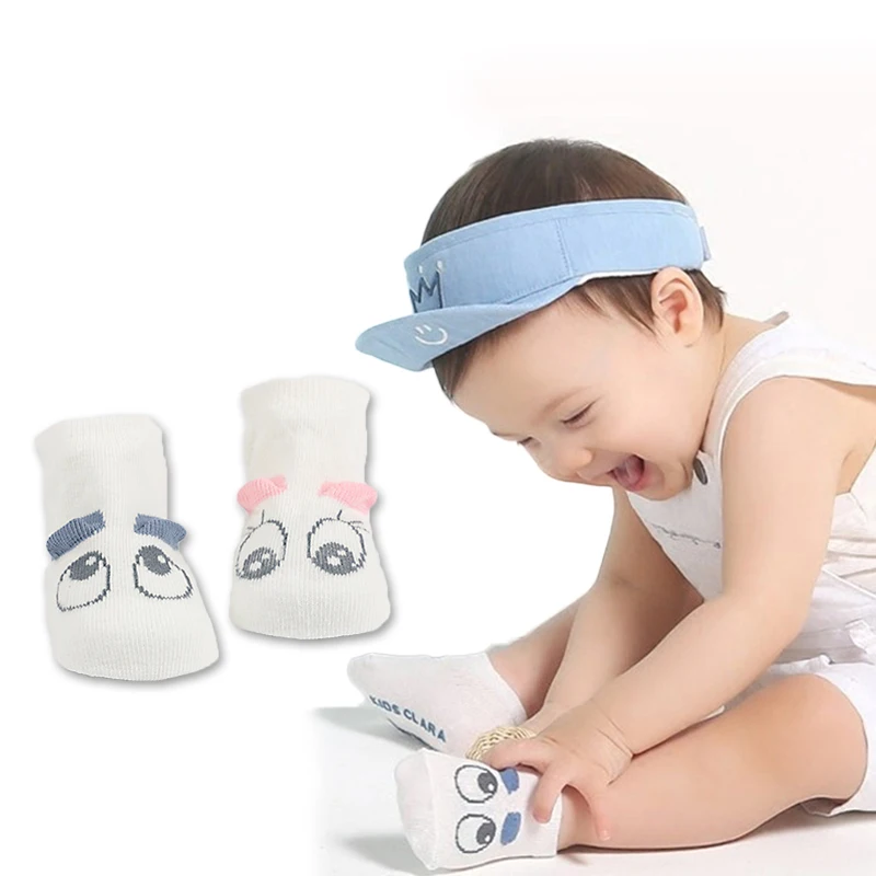 New Cotton Newborn Baby Socks Boys Girls Short Cute Three Dimensional Big Eyes Anti-slip Summer Infant Toddler | Детская одежда и