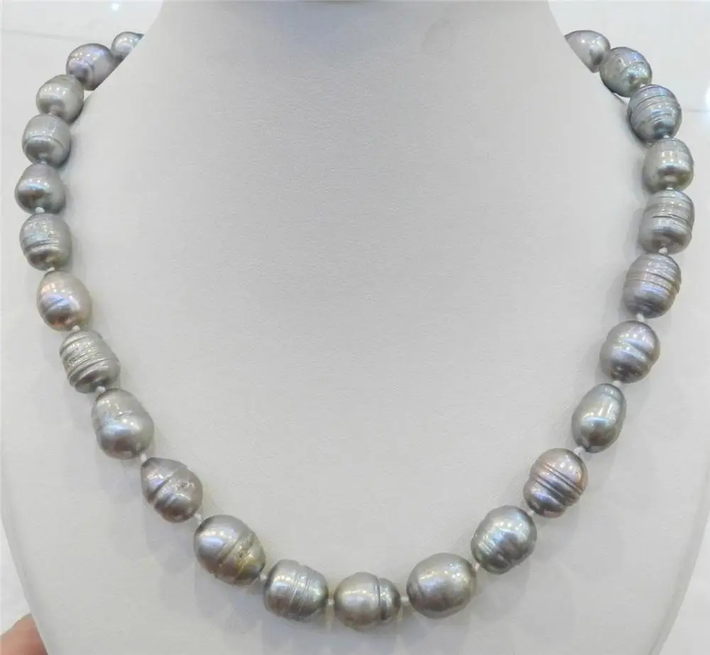 

FREE SHIPPING 10-11MM COLOR NATURAL TAHITIAN PEARL NECKLACE 18" AAA WW #@