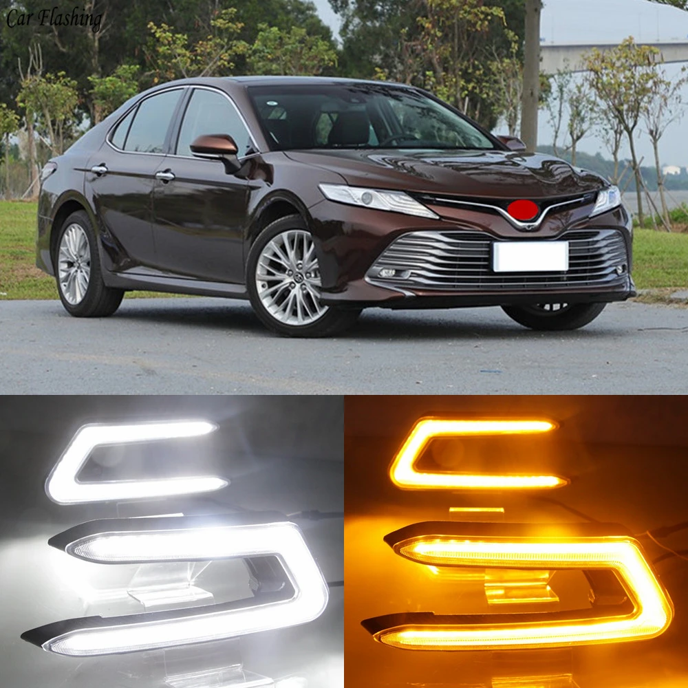 Автомобильный мигающий светодиод 2 шт. для Toyota Camry 2018 2019 DRL дневные ходовые огни
