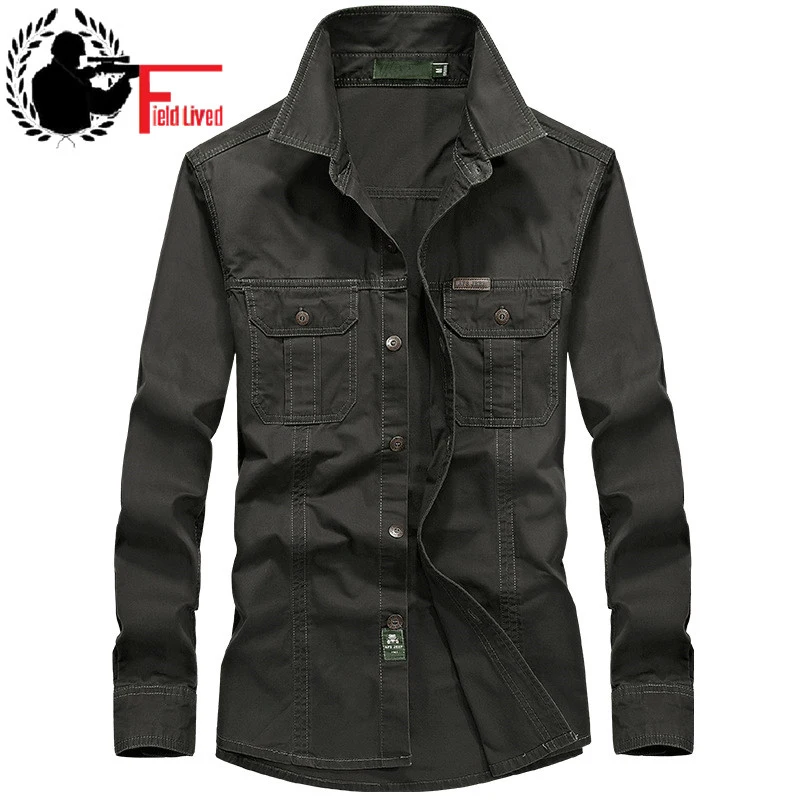 Мужская рубашка карго в стиле милитари размеры 3xl 4XL 5XL 6XL|cargo shirt|shirt uniformmen shirt |