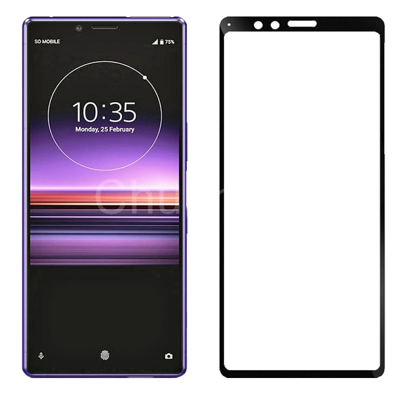 Защитное стекло для Sony Xperia 1 закаленное 9H премиум класса полное покрытие экрана
