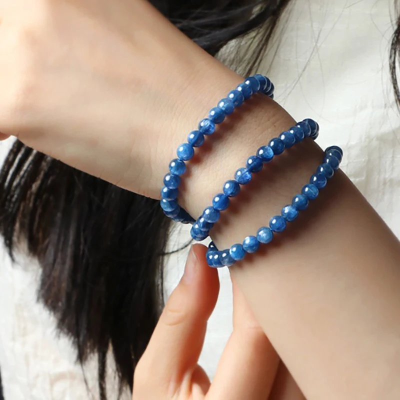 

Dropshipping Blue Natural Stone Bracelets Round 5mm Round Beads Bracelet Lucky for Women Crystal Bracelet Jewelry