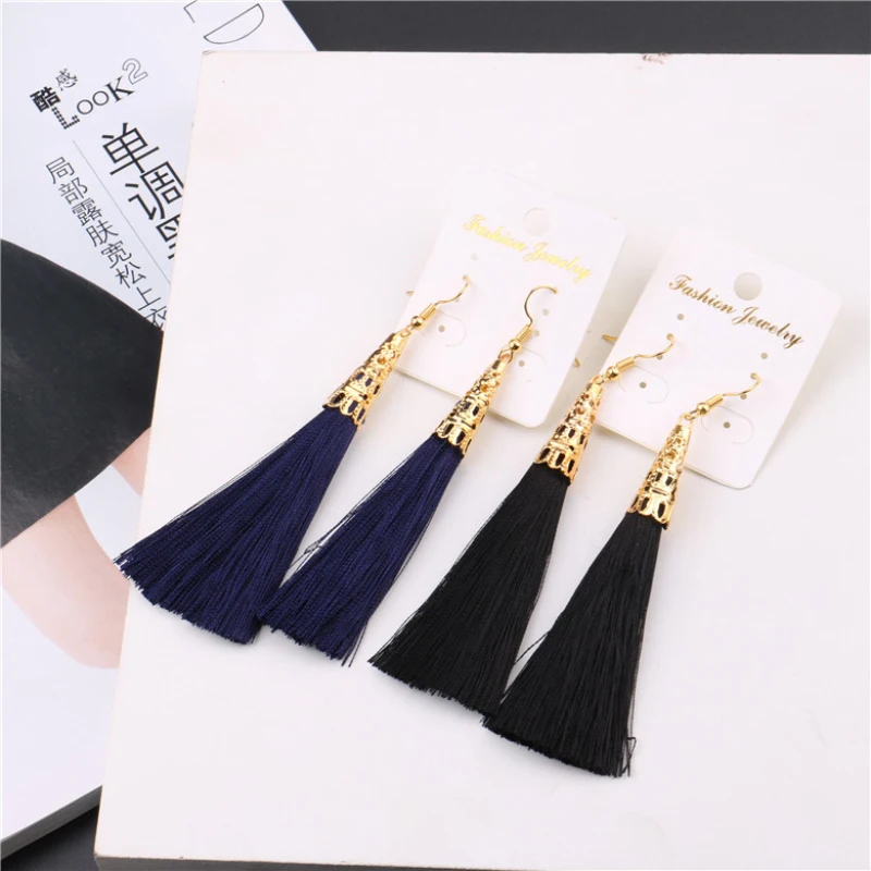 LZHLQ этнические длинные хлопковые серьги с кисточками для женщин 2019 модные