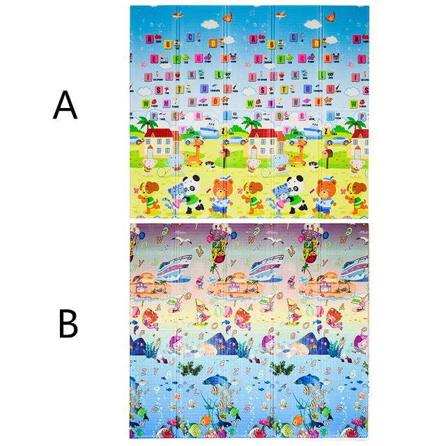 Style 7 180*200 см большой детский игровой коврик двухсторонний прочный водонепроницаемый складной коврик для ползания в детскую комнату складной коврик с сумкой для переноски - Цвет: Style 7