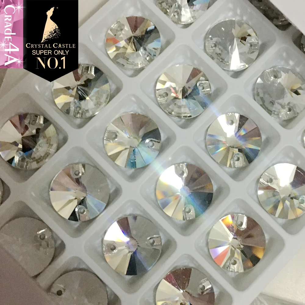 

Crystal Castle Glass Sew On 4A 3200 Rivoli Round Strass Clear White AB Arts Crafts Stone Diy Rhinestones for Clothes 4ASOR3200