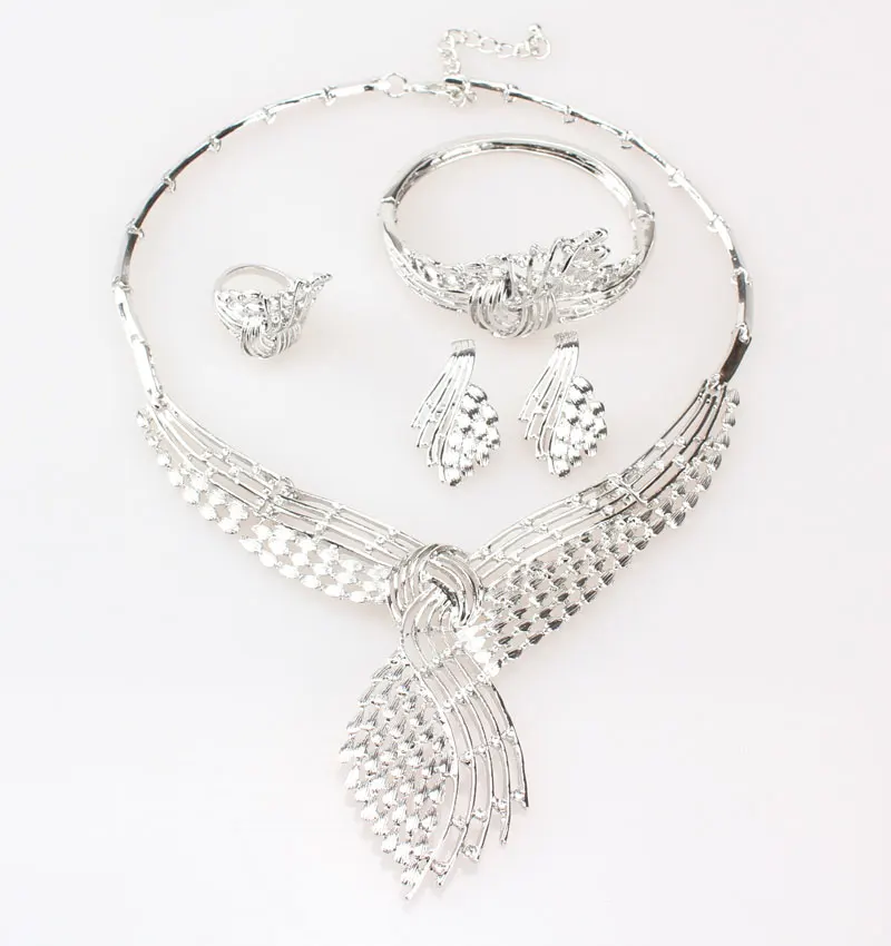 Винтажные прозрачные стразы ожерелье серьги набор посеребренные Африканские