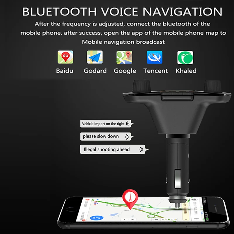 Maozua Автомобильный MP3 плеер Bluetooth FM передатчик Беспроводной громкой связи