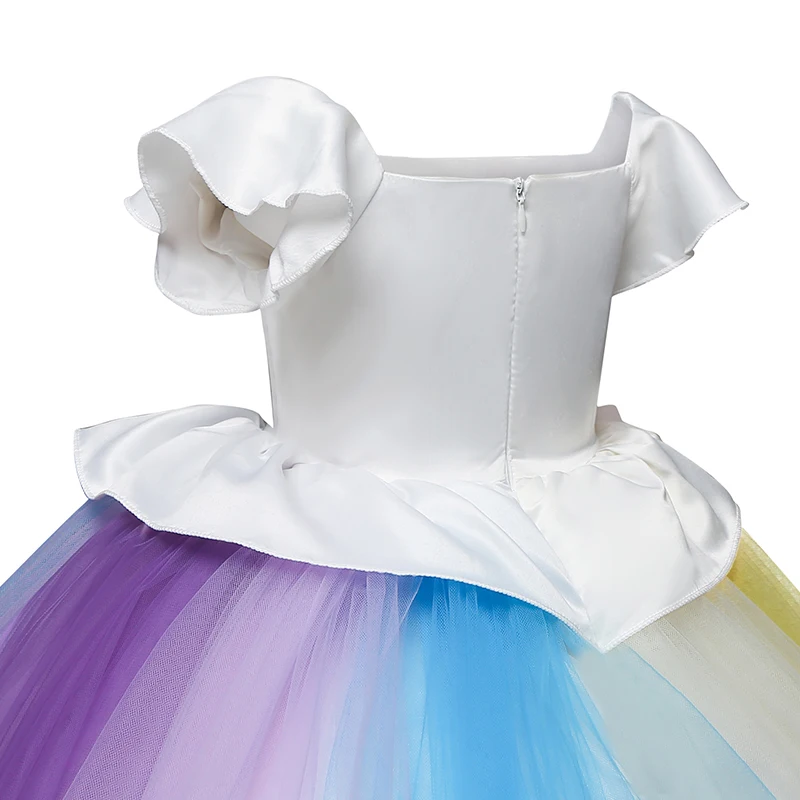 Fancy Unicorn Dress For Girls Baby 1 Year Birthday Party Girl Frock Rainbow Kid Costume Kids Formal Wear 2 6T |