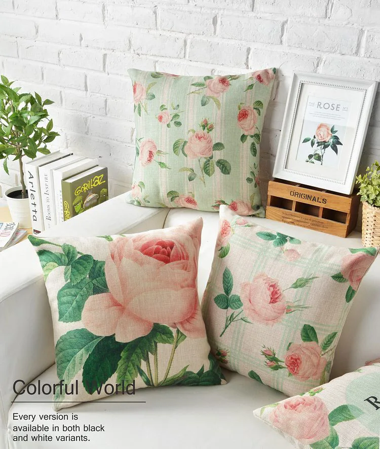 Американский стиль Сельский розовый цветы элегантная Подушка Обложка домашние декоративные подушки льняная наволочка офисная диванная подушка крышка