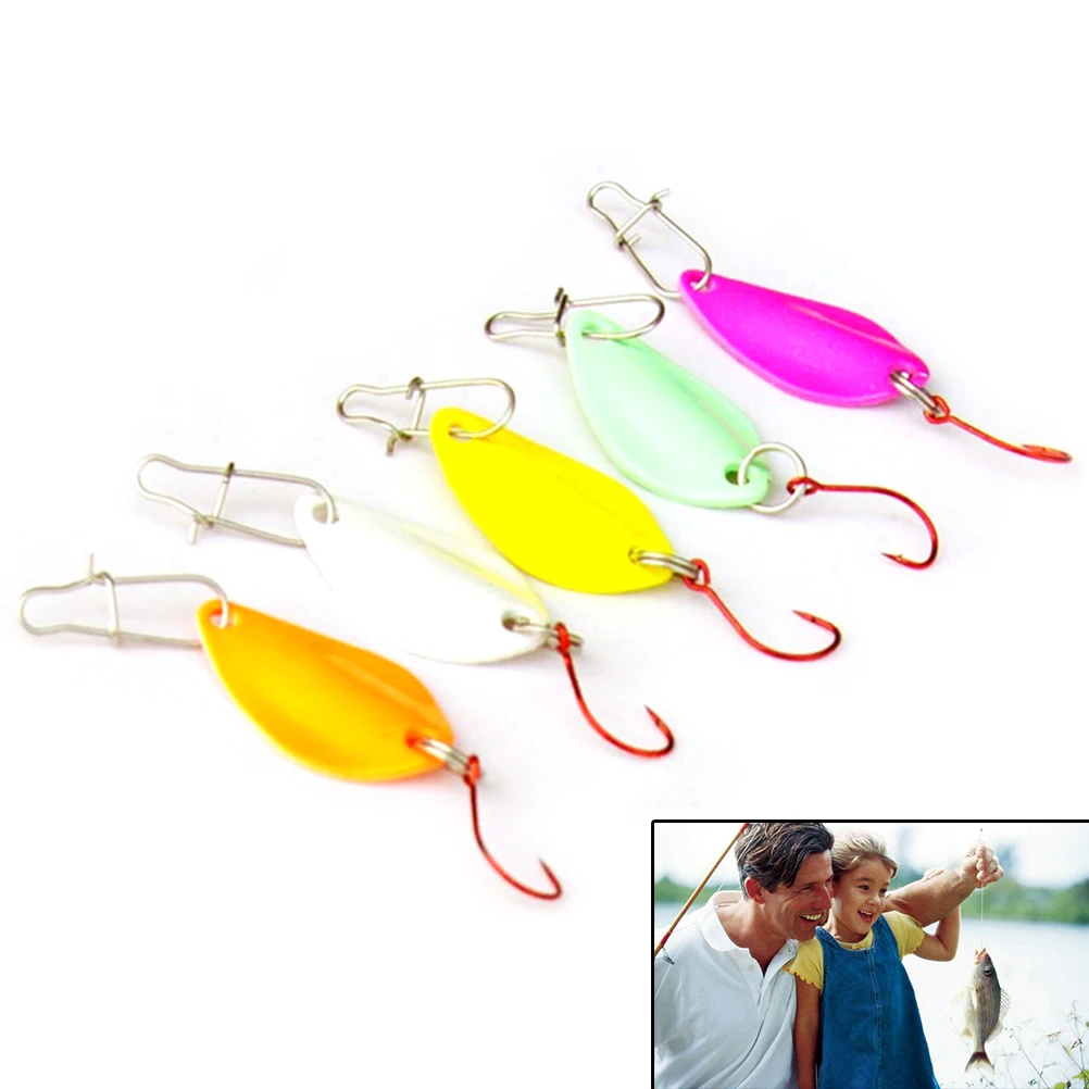 

5Pcs Fishing Lures Bait Spinner Baits Bass Tackle Box Metal Spoon Hook
