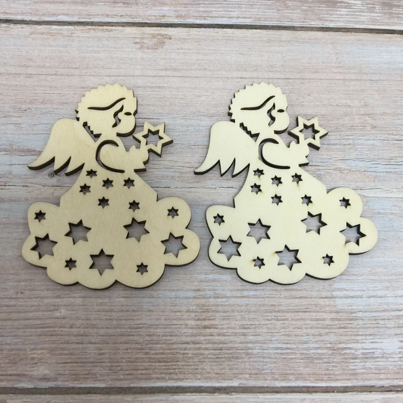 

30 pcs Unfinished wooden Angel Cut Out plain shape christmas decoration