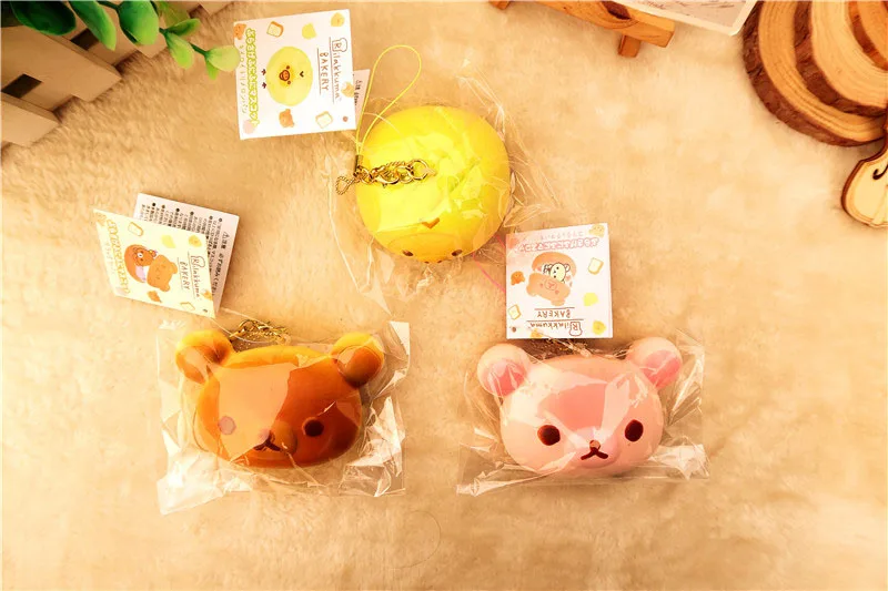 Decocase 1 шт. Kawaii японское аниме мягкий медленно поднимающийся брелок еда пекарня хлеб булочка тост медведь овца Шиба собака Телефон ремешок с подвеской
