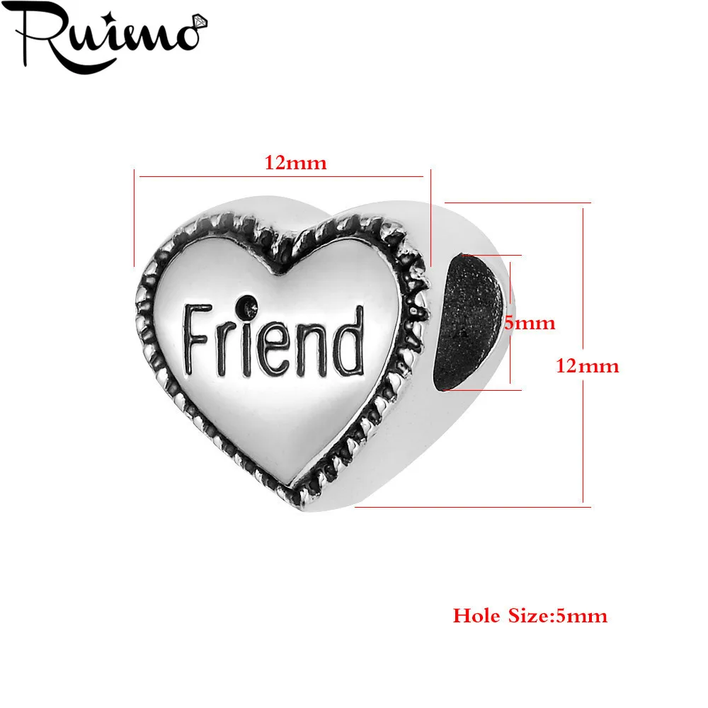 RUIMO распродажа полированные бусины из нержавеющей стали 316L с надписью Love Heart
