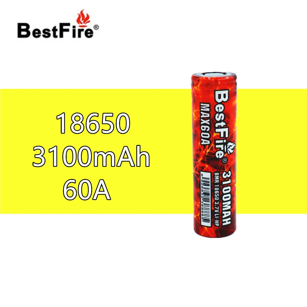 BESTFIRE IMR18650 3100 мА/ч 60A с плоским верхом Перезаряжаемые Lithiun Батарея для модулем vamp