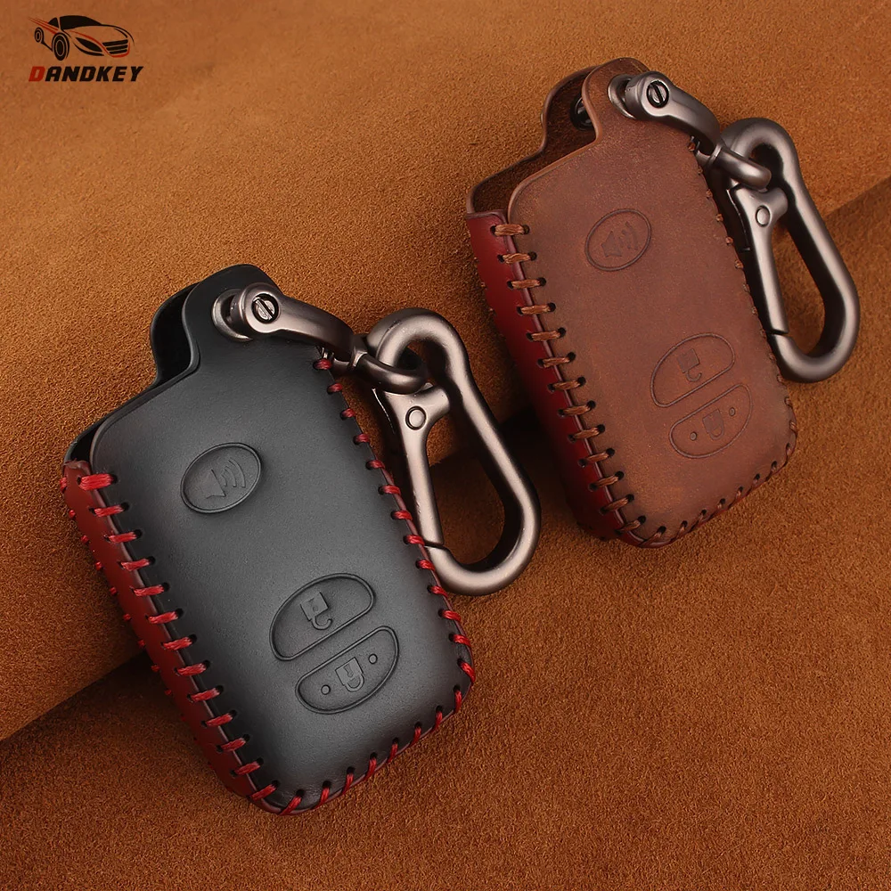 Кожаный чехол для ключей Dandkey для Toyota Highlander Prado Crown Land Cruiser Prius Vitz брелок 3 кнопки