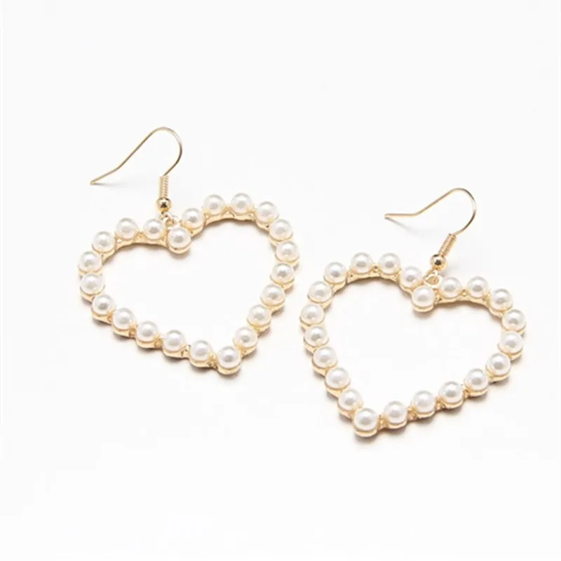 Ear hook Висячие серьги для женщин модные жемчужные длинные геометрические серьги с кисточкой-сердцем милые романтические ювелирные изделия для девушек - Окраска металла: Ear hook