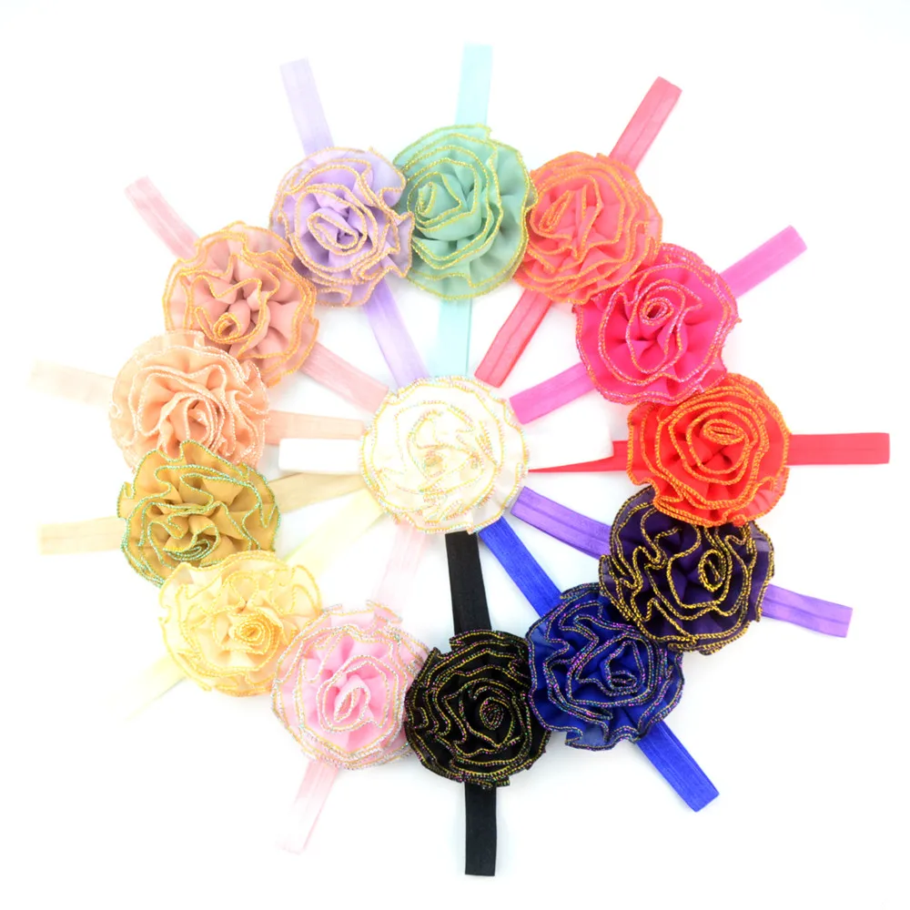 27 шт./Лот женская простая Милая эластичная лента повязка на голову с оборками