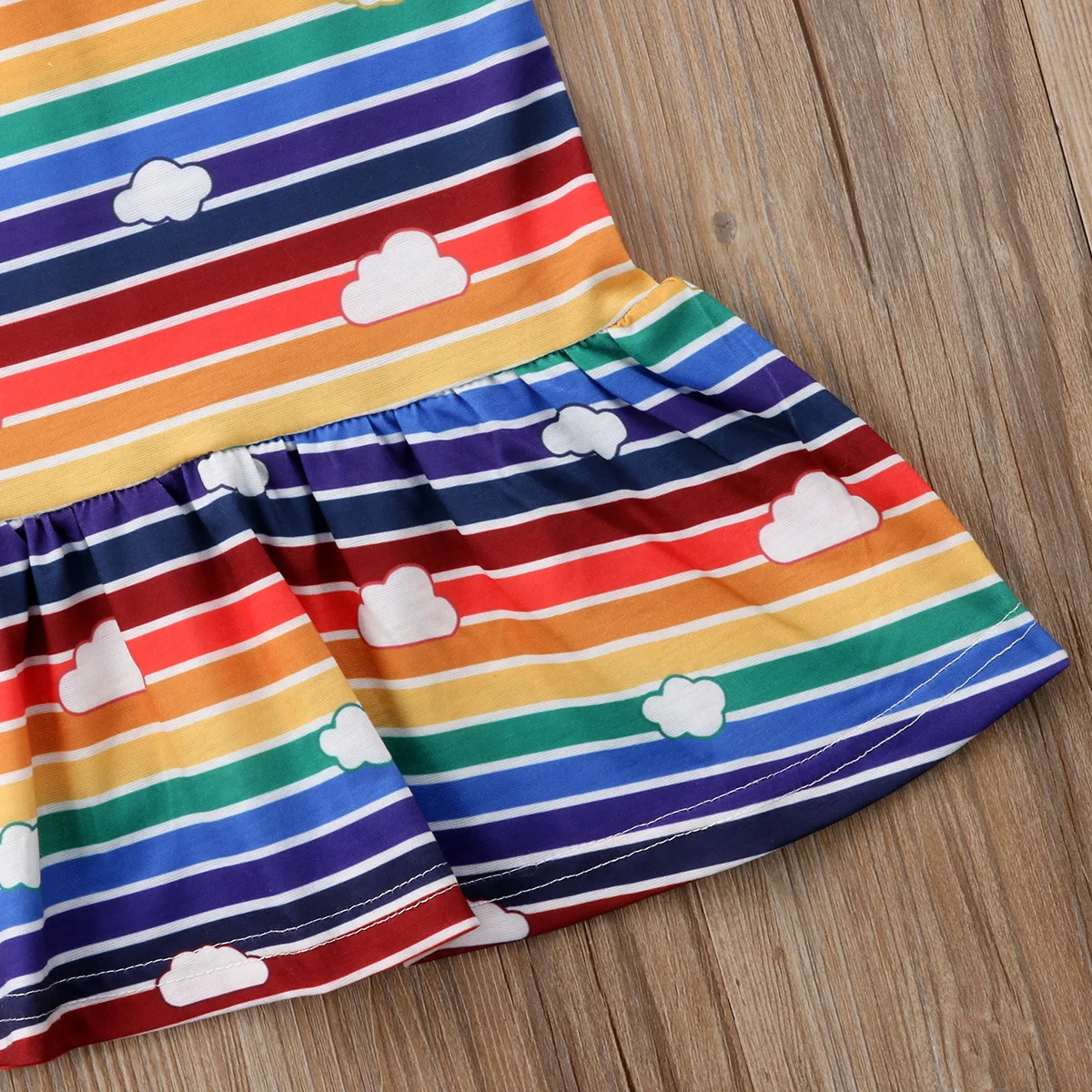 Новое модное Хлопковое платье в полоску с объемными облаками для маленьких