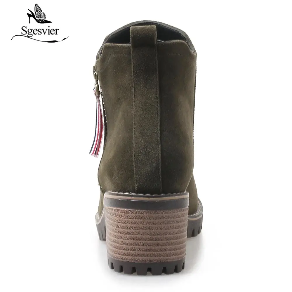 Женские ботильоны на высоком квадратном каблуке с круглым носком молнии размеры