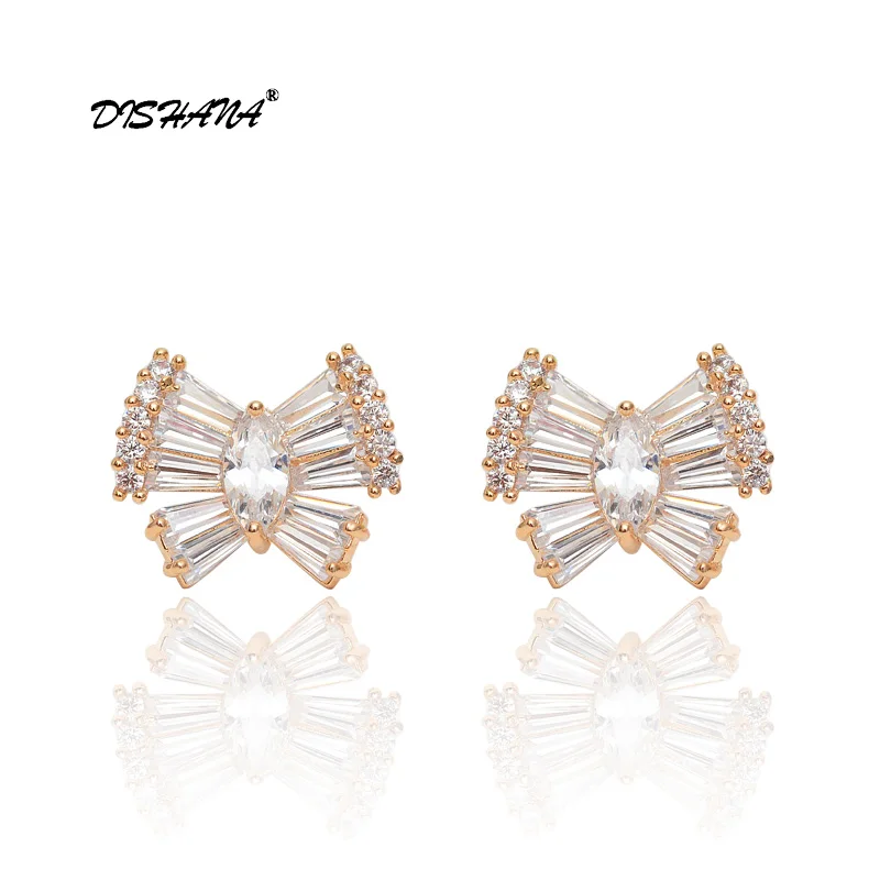 2018 Модные Винтажные серьги гвоздики для женщин с кубическим цирконием бант