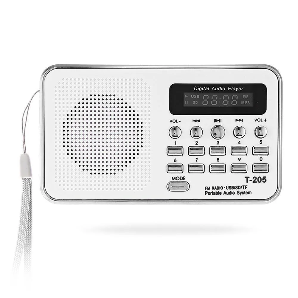 Горячая T-205 портативный мини fm-радио динамик музыкальный плеер TF карта USB с светодиодный дисплей HiFi стерео приемник
