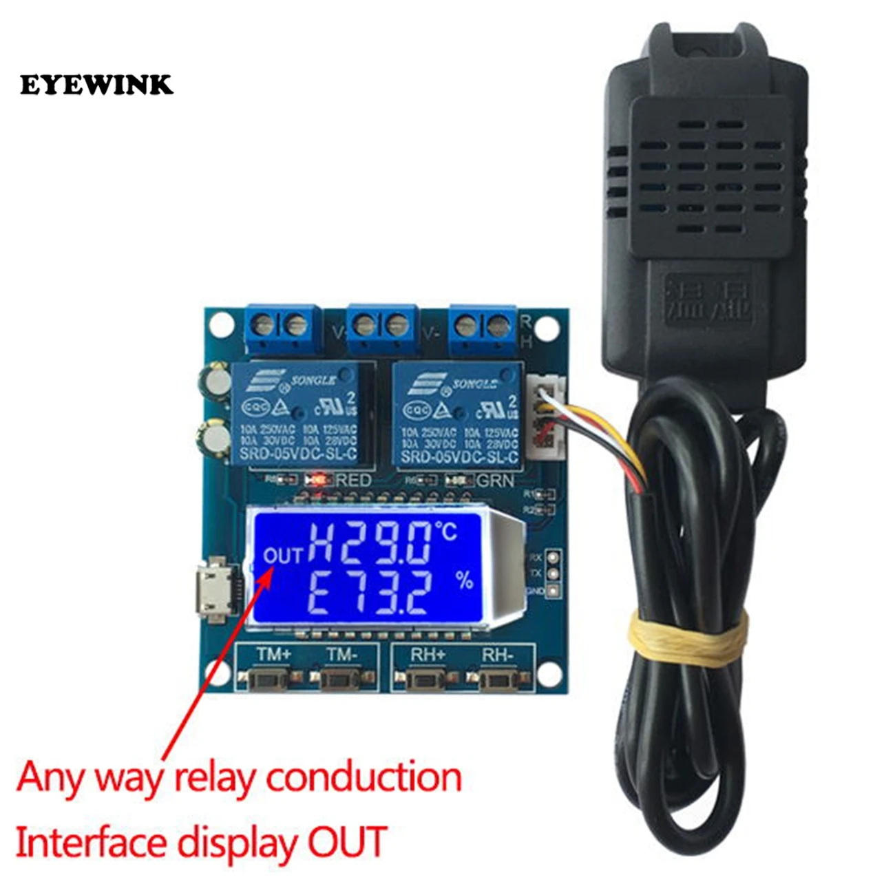 Humidity Temperature Controller Digital Thermometer Hygrometer Control Module Dual Output LCD Automatic Constant Regulator Board |
