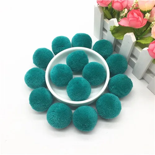 Blue green Шарик-помпон из пряжи, разноцветные помпоны 3,5 см, помпоны для рукоделия, помпоны для свадьбы, Рождества, украшения для дома, детская шапка, аксессуары для шитья, 10 шт - Цвет: Blue green