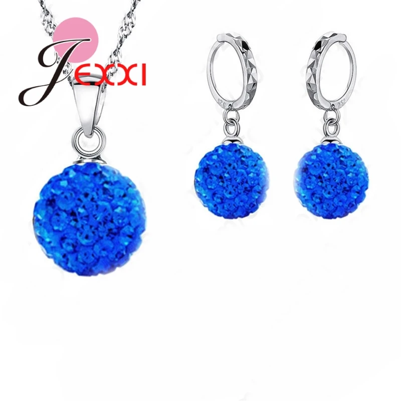 

Fashion Wholesale Colorful Crystal Jewelry 925 Sterling Silver ,Austrial Crystal Necklace&Earring Sets