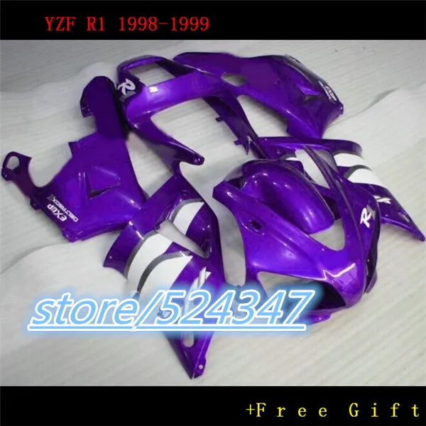 

Эй-100% новый комплект обтекателей подходит для R1 1998 1999 YZF R1 Фиолетовый Белый ABS Обтекатели YZF-R1 98 99