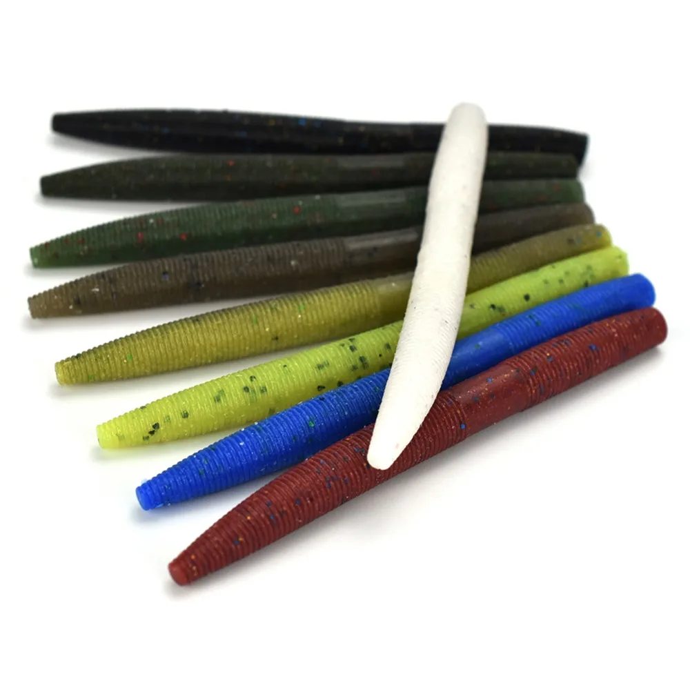 Bassdash Senko Worms 4 дюйма(10,2 см)/5 дюймов(12,7 см) Мягкая палочка, приманка для ловли окуня, 9 цветов, упаковка из 10