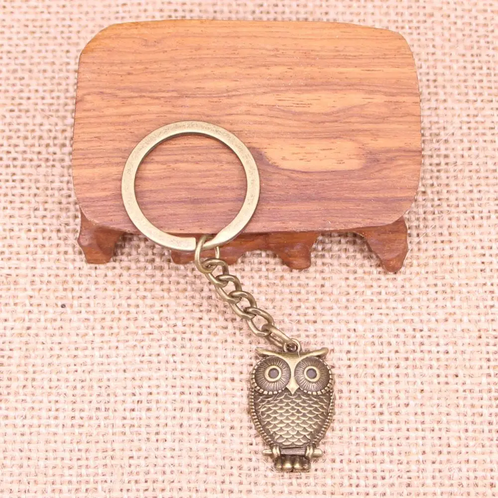 

20pcs New Fashion Keychain 28x18mm owl standing branch Pendants DIY Men Jewelry Car Key Chain Ring Holder Souvenir For Gift