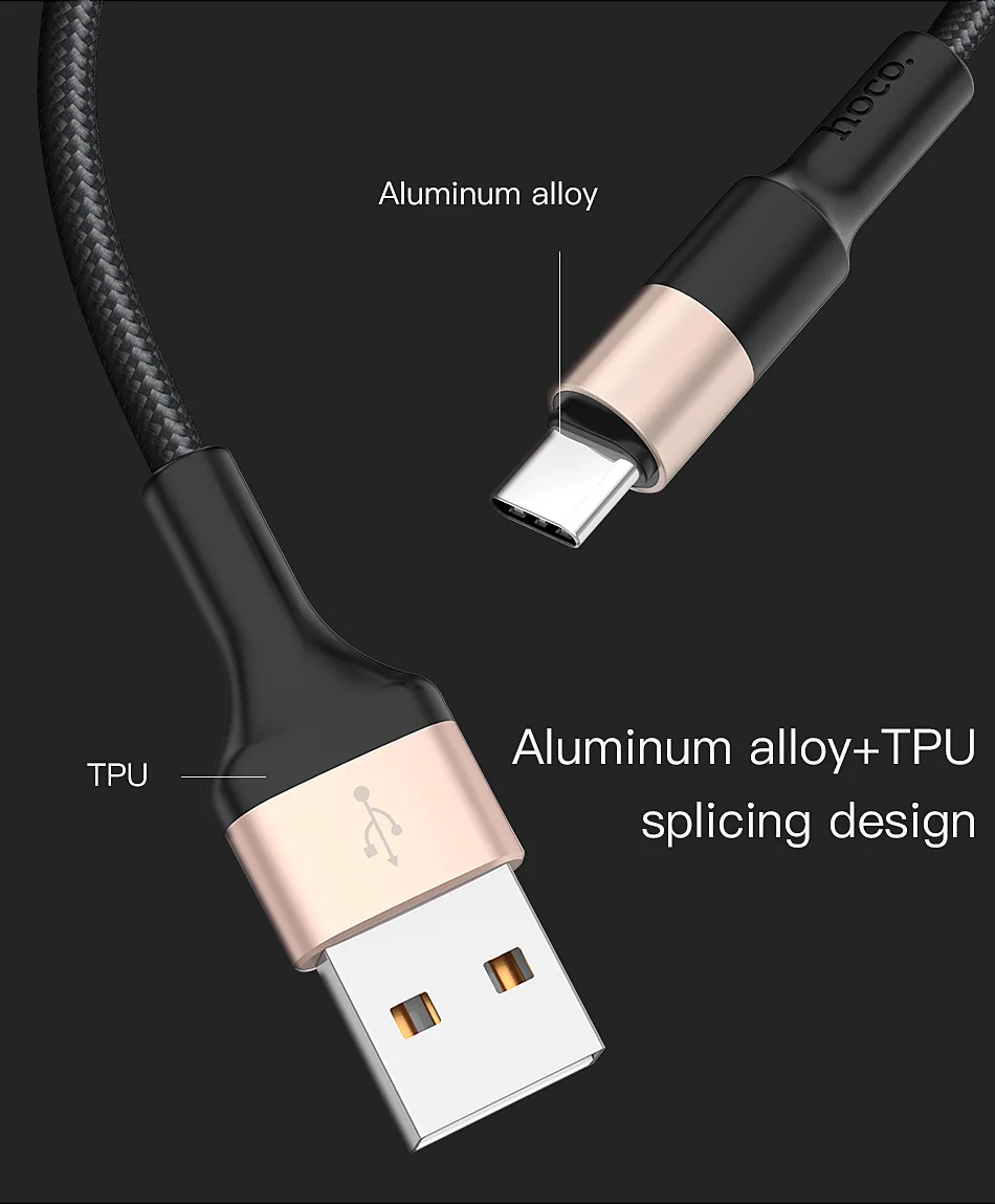 Беспроводное зарядное устройство HOCO USB c-кабель для samsung Galaxy S9 плюс Тип usb C кабель для быстрой зарядки и передачи данных для Xiaomi Mi 8 Oneplus 6 Тип usb-круглый кабель для зарядки шнур