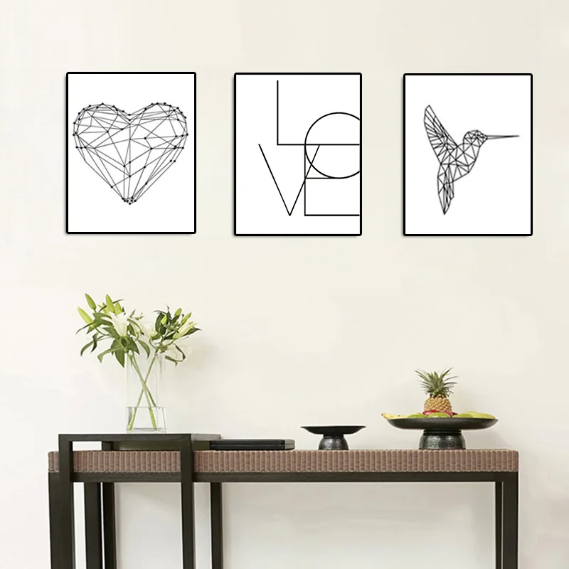 Любовь креативный геометрический дятел холст Безрамное Искусство Печать постер