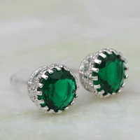 wholesale romantic jewelry brand designer green zircon peridot silver color stud earrings fashion cute jewelry ae270