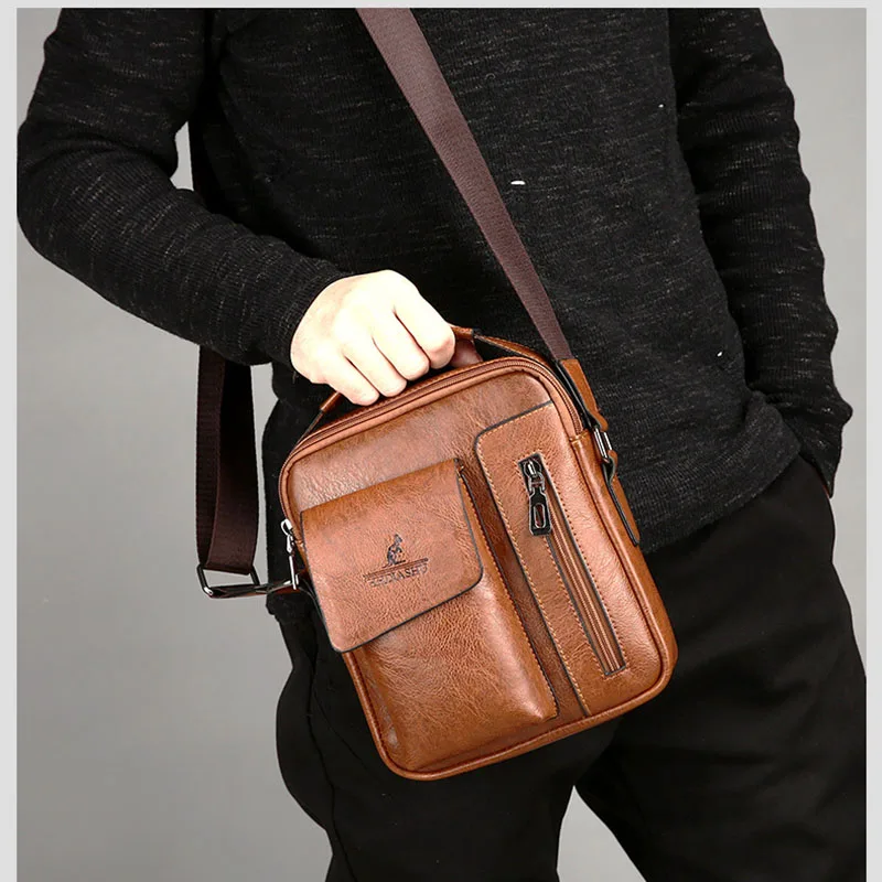 

New Arrived Man Bag Shoulder Bag Leather Black High Quality Handbag Retro Vintage Messenger Crossbody Bags For Men Free Shipping