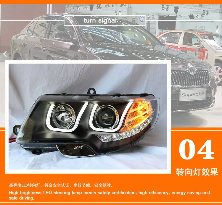 2 шт. светодиодный головной светильник s для Skoda Superb 2009- Автомобильный светодиодный светильник s двойной ксеноновый Объектив Автомобильные аксессуары дневные ходовые огни противотуманный светильник