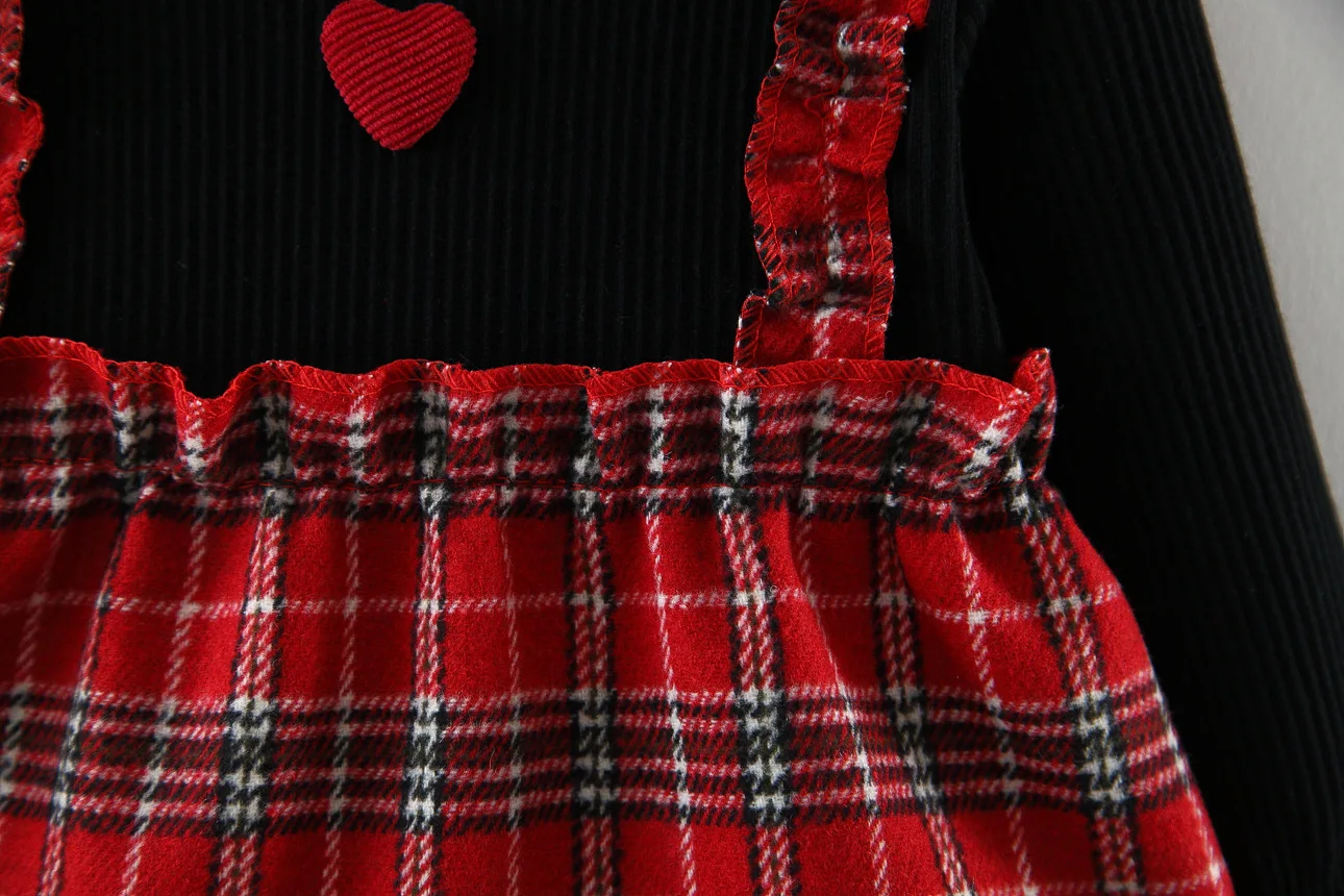 Платье в клетку с длинными рукавами для маленьких девочек повседневные платья