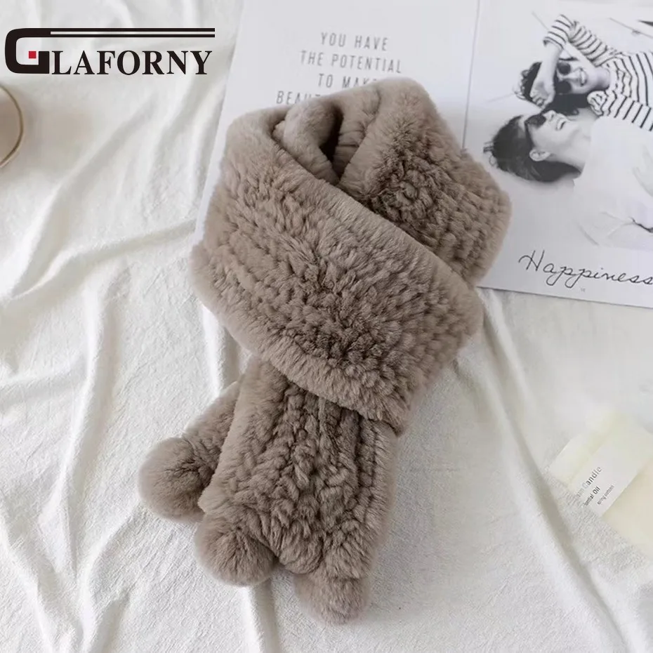 Glaforny/женские шарфы из кроличьего меха, натуральный мех, зимние теплые модные меховые накидки