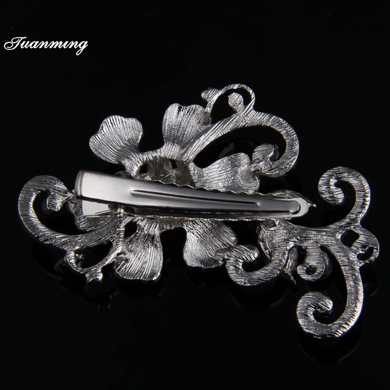 Модные хрустальные серебряные свадебные аксессуары для волос цветок лист горный