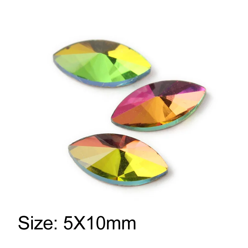 Horse eye 5x10mm Горячая Распродажа, 3D Стразы для дизайна ногтей, радужные необычные стеклянные хрустальные камни для рукоделия, художественное оформление ногтей - Цвет: Horse eye 5x10mm