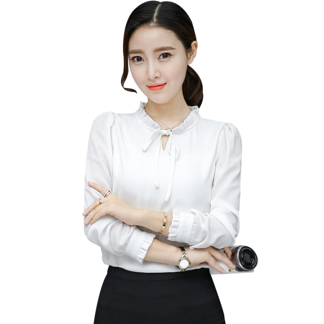 Женские рубашки новая корейская мода тонкая OL рубашка с длинными рукавами модная