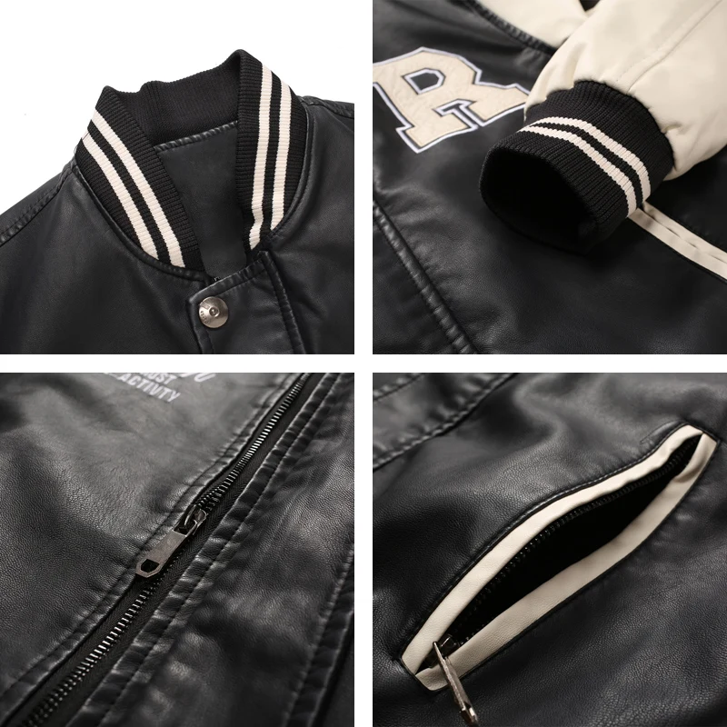 

PU Faux Leather Jacket Men Autumn Winter Casual Mens Jackets Army Style Clothes Fashion Elastic Gentlemen Motorcycle Outerwear