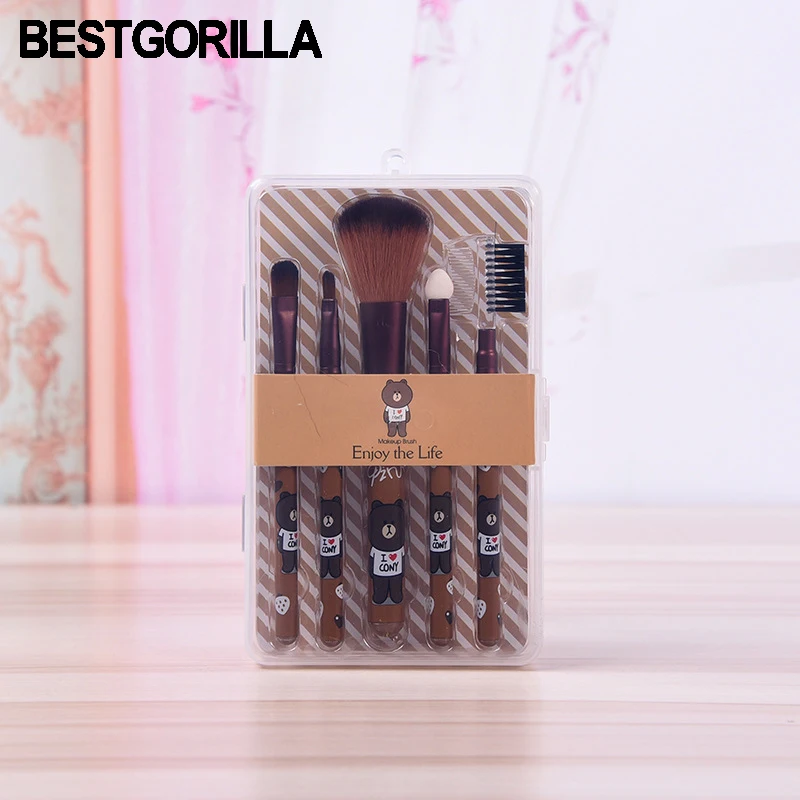 5 шт. мультяшная Косметическая кисть Желтый Розовый Коричневый порошок основа