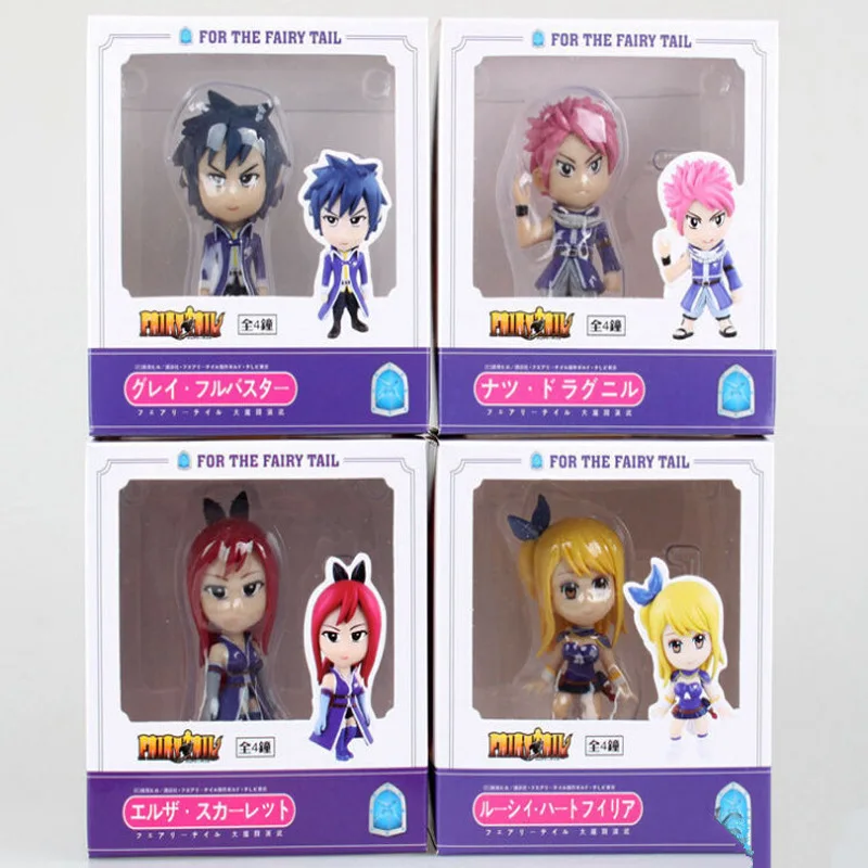 

Anime Fairy Tail Lucy Heartfilia Natsu Erza Scarlet Gray Fullbuster PVC Action Figures Collection Model Toys Doll 8cm 4pcs/set