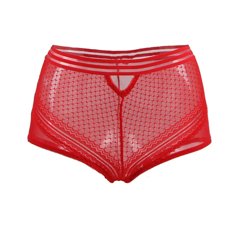 red panty Comeondear, Новое поступление, прозрачные кружевные трусики с высокой талией, M, XL, 2XL, 3XL, нейлоновое черное сексуальное нижнее белье для женщин, Majtki Damskie PA5154 - Цвет: red panty