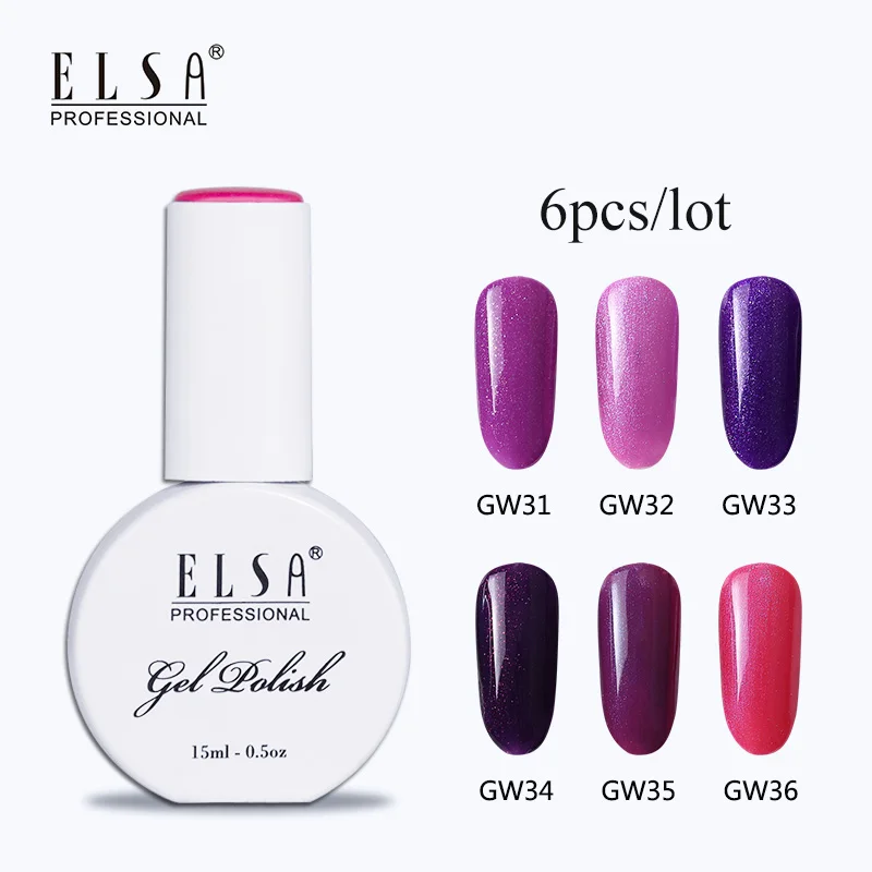 Elsa 15 мл гель для ногтей 6 шт./лот DIY ногтей УФ набор гель-лаков для ногтей впитывающийся Красота Серия лак для ногтей телесный цвет гель большая бутылка - Цвет: Set 4
